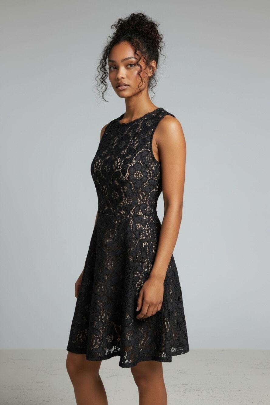 City Studio black lace sleeveless fit & flare mini dress Jr Size 3